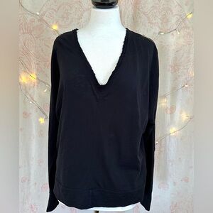 Rachel Roy Black lightweight sweater with gold zipper details
